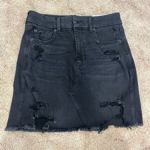 American Eagle Outfitters Black Distressed Mini Skirt